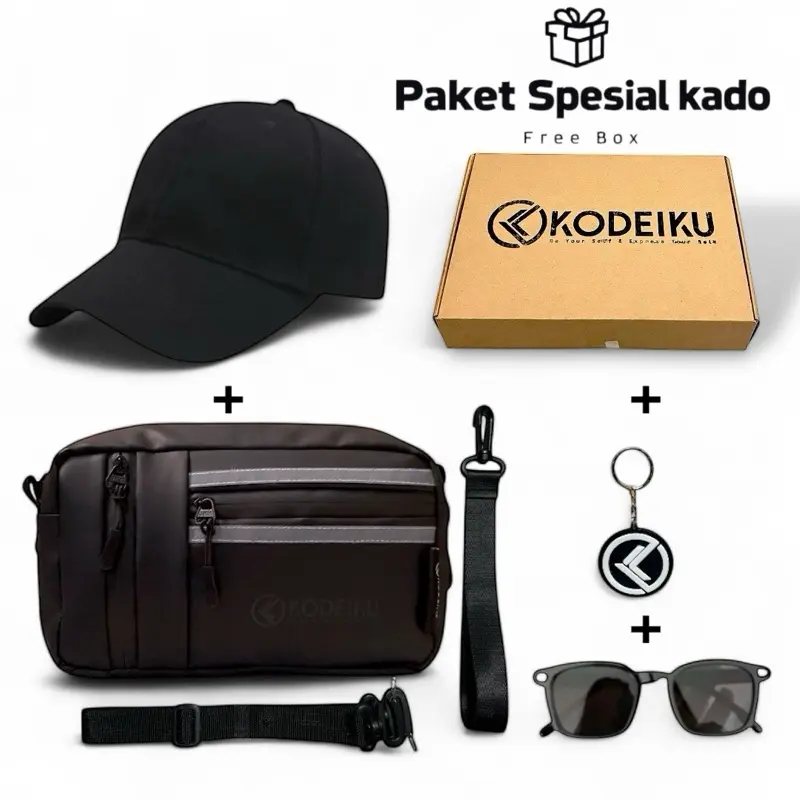KODEIKU Clutchbag Luca Multifungsi Glow in The Dark Handbag Slingbag Selempang bercahaya Scotlight Reflektor Pria Waterproof Clutches clutch bag Waistbag Hitam cowok tas tangan keren 5