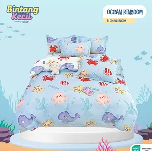 Sprei katun lokal set antigeser motif anak Ocean Kingdom ukuran 160x200