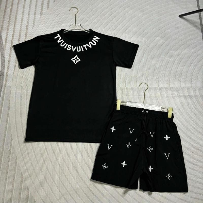 Bộ Cộc Đen - Áo Luôn Vui Tươi + Sooc Gió Lệ Vi Chữ Trắng - Chất Thun Lạnh - Dành Cho Nam Nữ From Unisex