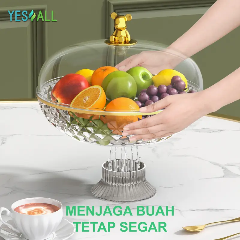 YESALL Keranjang Buah - Tudung Saji Nampan Mangkok Aesthetic Nampan Aesthetic Tudung Saji Estetik Tempat Buah Wadah Saji Piring Buah Rak Buah Kitchenware 3