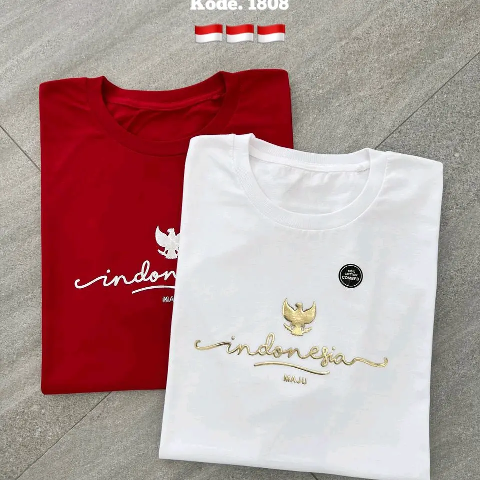 T-shirt merah putih agustusan premium cewek cowok | kaos lengan pendek cutton combed Katun Dewasa Baju Distro 1808