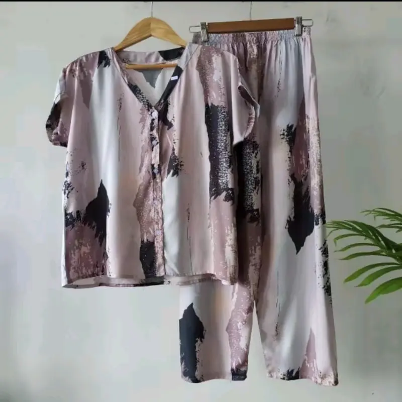 Piyama V Neck Panjang | Piyama Kekinian | Piyama Wanita 0