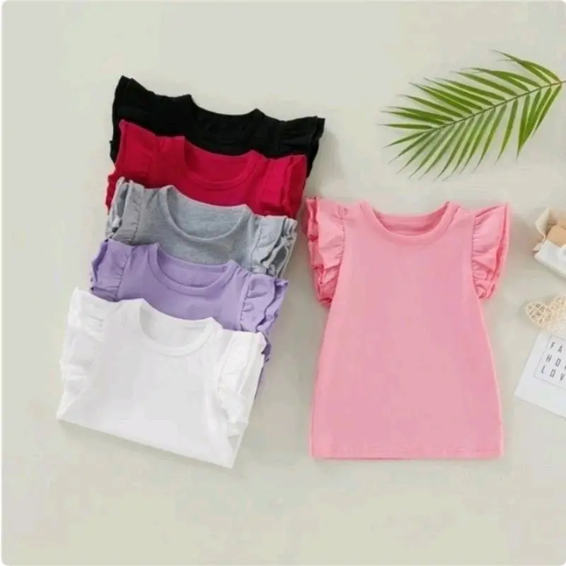 BAJU ATASAN ANAK CEWEK TSHIRT RUFFLE  USIA 6 BULAN - 3 TAHUN Perempuan 0