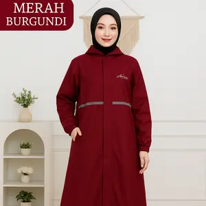 Jas Hujan GAMIS Wanita Dewasa Muslimah Bahan PVC Premium Anti Rembes Elastis Lembut Terbaik by Axioma Tebal Waterproof tidak rusak wateeproof