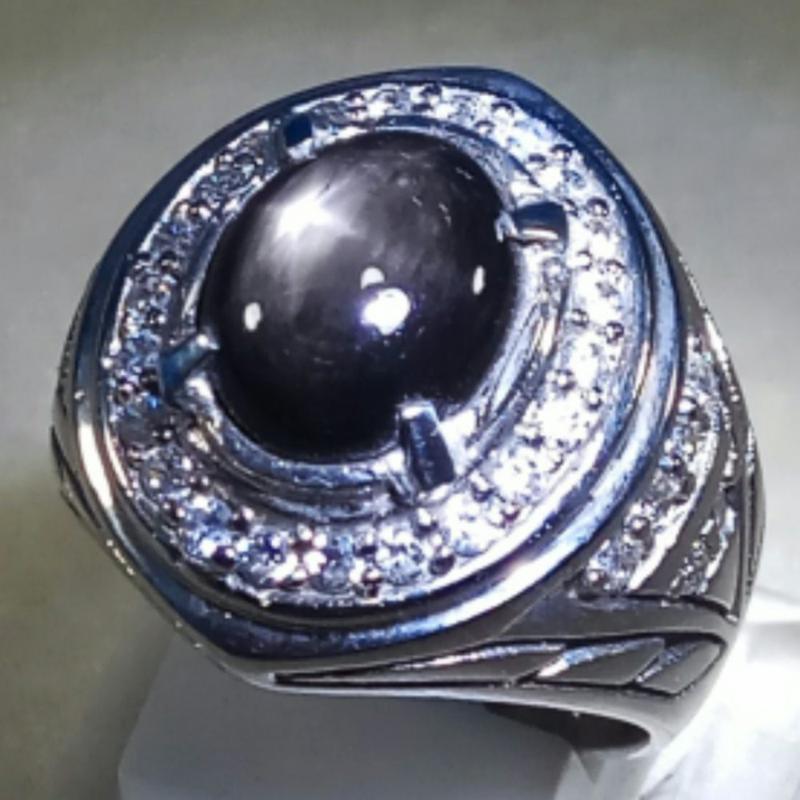 CINCIN BATU AKIK NATURAL BLACK SHAPPIRE STAR 6 MEWAH DAN GLAMOUR 0