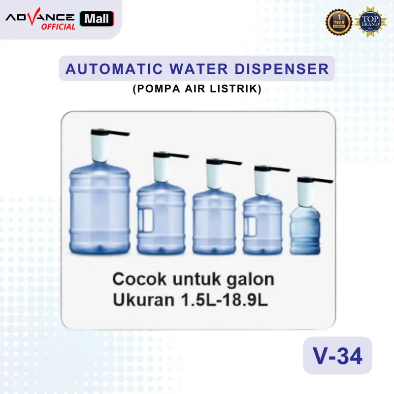 【COD】Advance Water Dispenser Automatic V-34 Pompa Galon Elektrik Dispenser Air Water Pump Portable Kabel Mesin Stainless 3