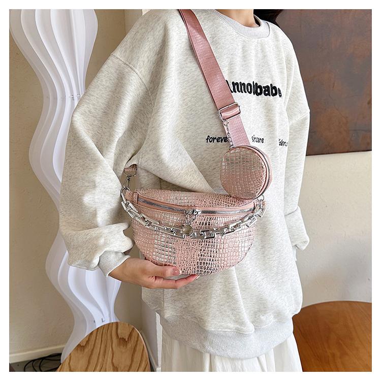 Product Introduction of Crocodile Women Chest Bag High Quality PU Leather Crossbody Bags For Girls Luxury Decoration Female Shoulder Bags 3