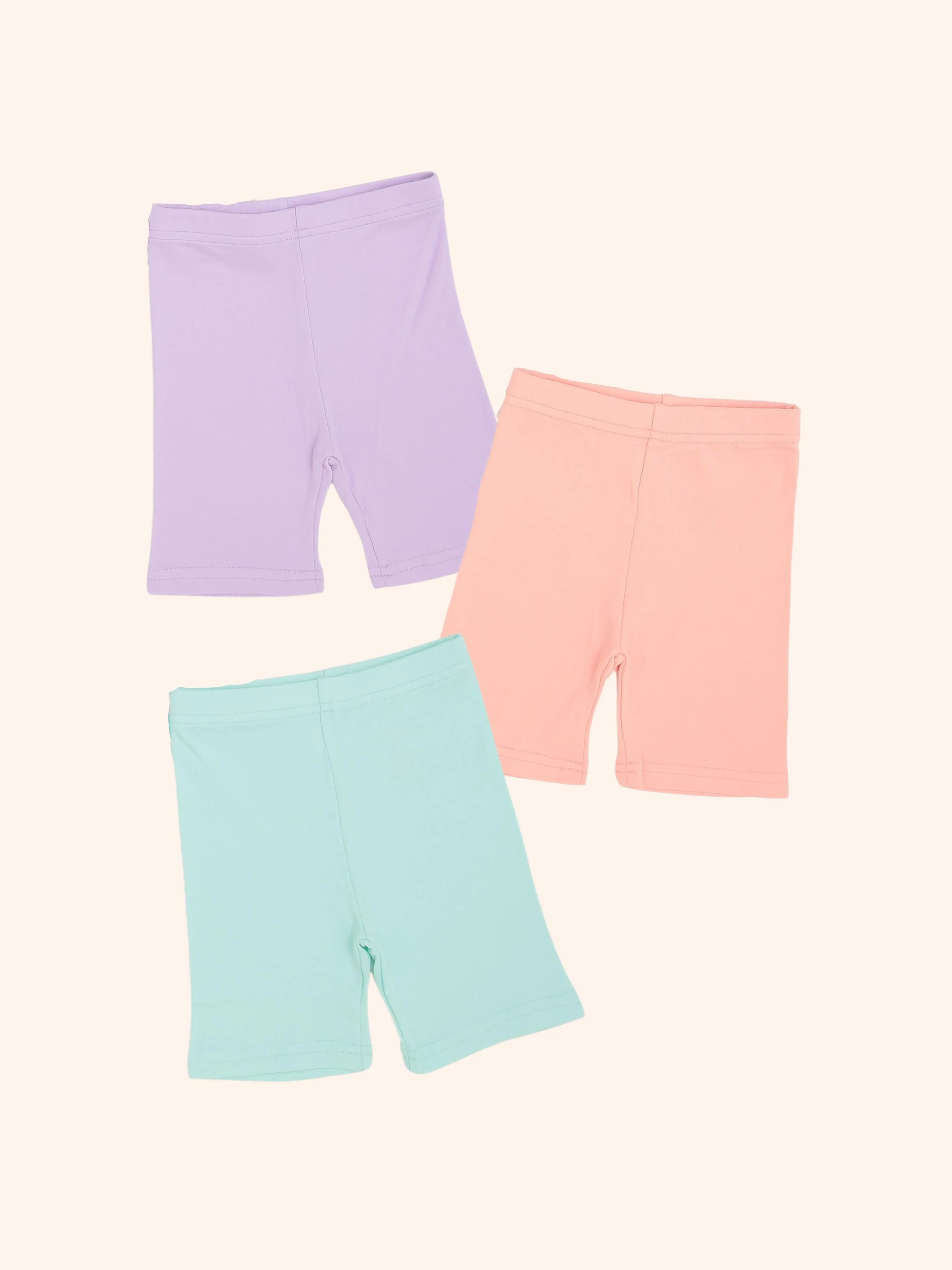 Coastberry 100% Cotton Bike Shorts in Lilac / Pink / Mint