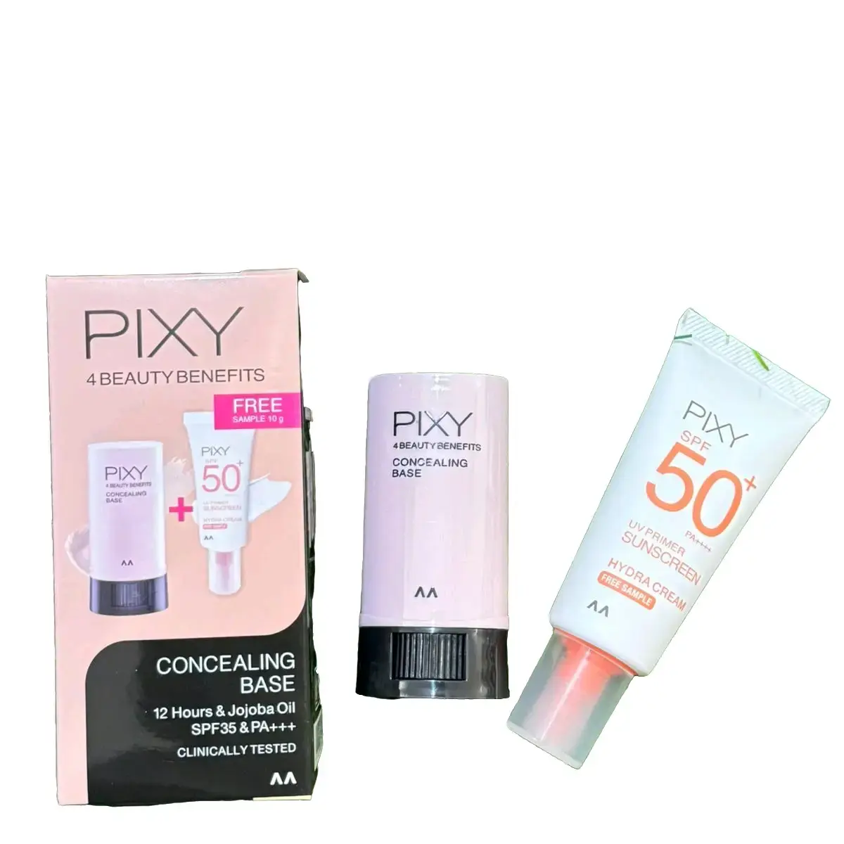 PIXY PAKET BUNDLING CONCEALING BASE Free PIXY UV SUNSCREEN PRIMER 10gr/ Beli Concealing Gratis Sunscreen/ Wajah/ Concealer/ Sunscreen/ Pencerah/ Foundation/ Noda Hitam/ Muka/Tabir Surya/ Wajah