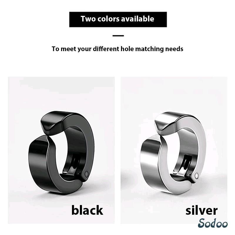 Anting jepit polos pria titanium premium Stainless Earrings Hitam anting magnet pria tiffany and co 2