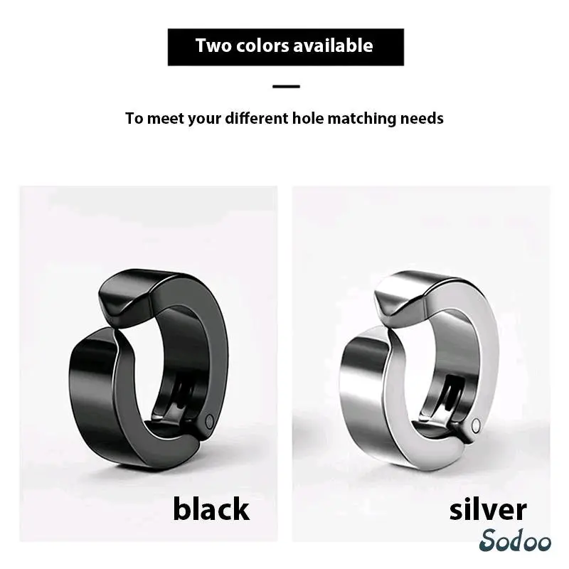 Anting jepit polos pria titanium premium Stainless Earrings Hitam anting magnet pria tiffany and co 2