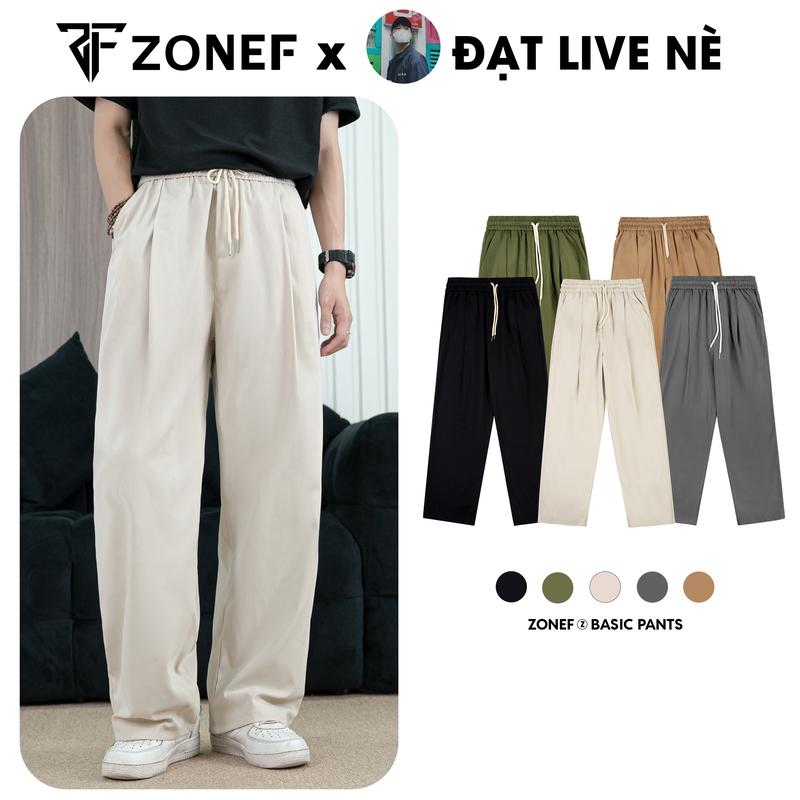 ZONEF x ĐẠT LIVE NÈ COMBO 2 QUẦN KAKI xếp ly form rộng dáng suông by Zonef Studio Quần ống rộng cạp chun chất liệu kaki 2 da mềm mại thoảng mát Nam Menswear Pants Ong