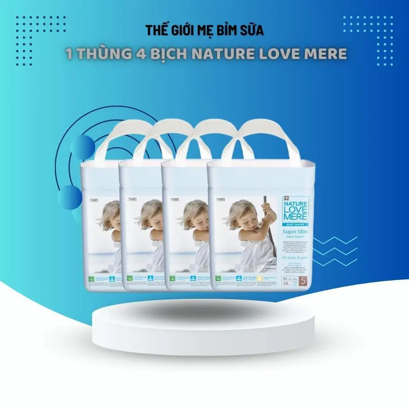 [BBC]  Combo 4 bịch Tã/Bỉm Nature Love Mere (mẫu mới)  bỉm hè mềm mỏng và thấm hút tốt cho bé hàng chính hãng 4