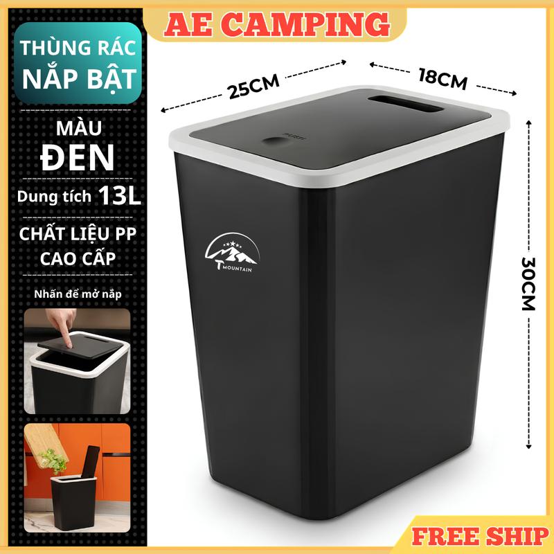 Thùng Rác Nắp Bật Nhấn Nút Tiết Kiệm Không Gian Nhựa PP, Thùng Rác Văn Phòng…