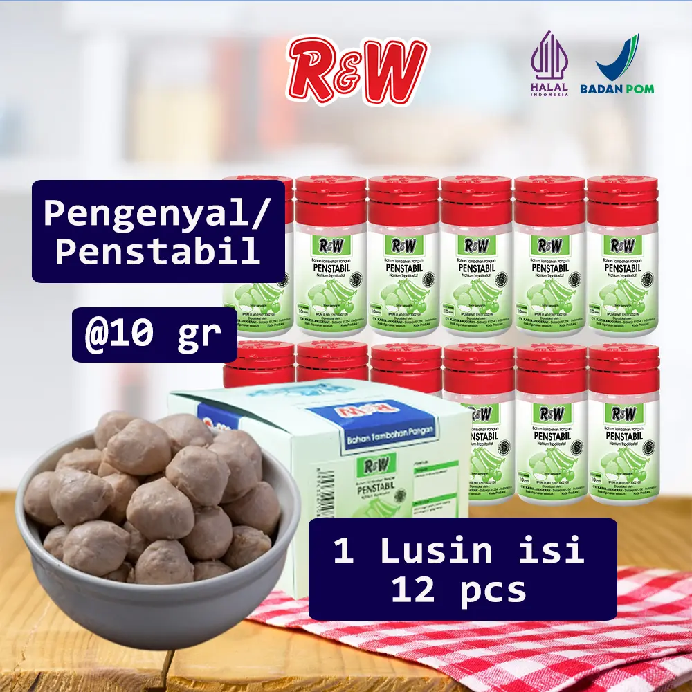 R&W Rajawali Penstabil Pengenyal 10 Gram Isi 1 Lusin Food Grade Cocok untuk Bakso Cilok Halal BPOM