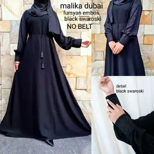 Abaya Hitam Turkey Gamis Dress Arab Saudi Bordir Turki India Dubai Malika Black