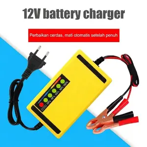 Charger Aki Portable DC 12V 2A Dengan Indikator Lampu Cas Casan Aki Motor Mobil Portable Otomatis Charger Accu COD