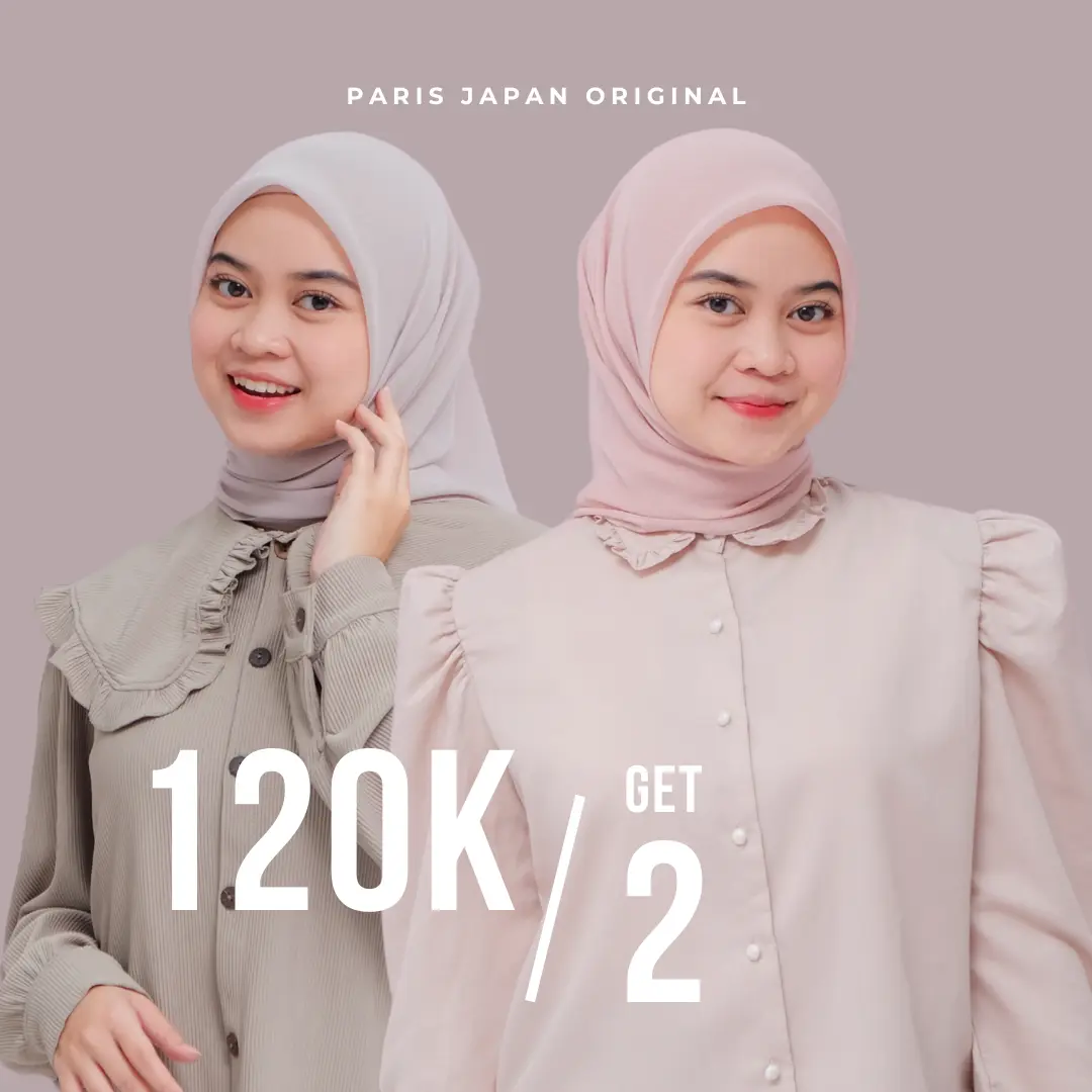 120K Dapat 2 Hijab Paris Japan Original (Hijab Segiempat Paris Japan)