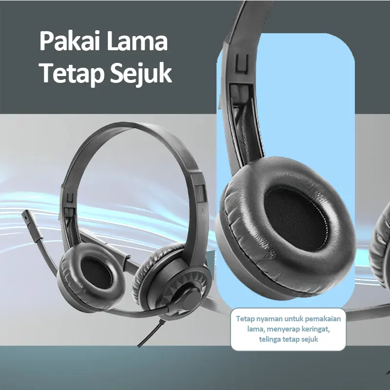 Bonkyo Headphone stereo dengan mikrofon dan single jack 3.5mm Cocok untuk pembelajaran di kantor Bass Headset Subwoofer Earphone Handsfree Bluetooth 5