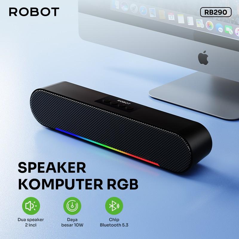 Product Introduction of ROBOT Soundbar Speaker Bluetooth RB-290 Series Dual Extra Bass 10W , WIth RGB Color , Wireless Black Color Original Garansi Resmi 1 Tahun 15
