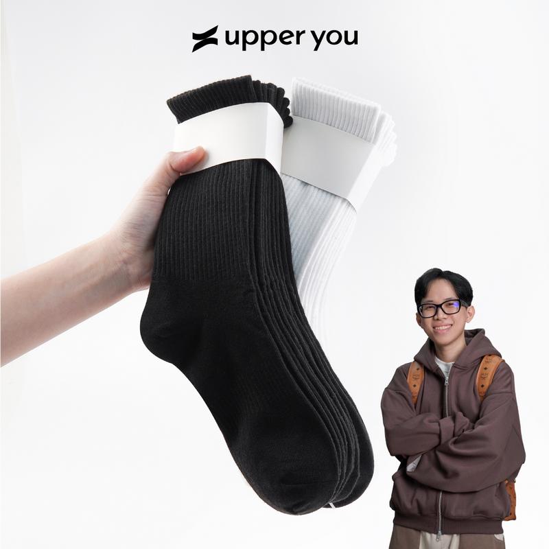 [LINH ÂN] Tất Vớ Nam Nữ Cổ Cao Trơn UPPERYOU Cotton Tự Nhiên Êm Ái Dày Dặn Thấm Hút Tốt - VSF4001/VSF3001/BSF2005