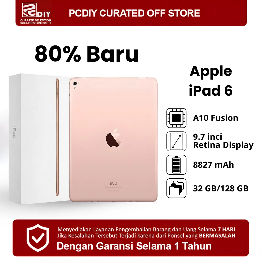 #[Bekas] iPad 6 PROMOTERMURAH penampilan dan warna 80%, produk yang dibeli di sini memiliki cacat tampilan yang jelas Resmi Diotorisasi 32GB 64GB  128GB Dengan Tab Holder Case Pen Garansi Tahun
