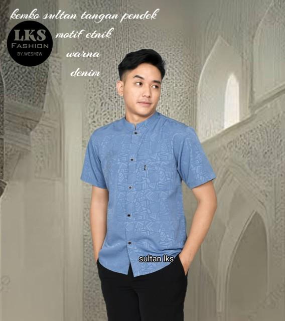 Product Introduction of Kemko sultan atau  Koko tangan pendek  Atasan Pria Dewasa motif etnik depan kancing vareasi bahan  Katun embos berkualitas terbaik Nyaman di pakai Baju Hitam 28