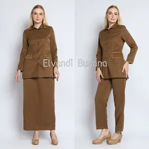 Setelan Jas Wanita Blazer Model Saku Bawah Khaki Tua Gelap Seragam Guru Baju PNS & Pemda - 7016  Setelan Celana dan Rok Span