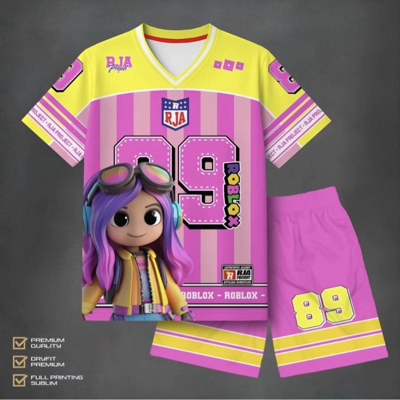 Setelan Jersey Anak 3-10 Tahun Terlaris / Baju Anak Roblox Printing Pakaian Anak Premium Setelan Kaos Anak Perempuan Lucu Fashion Anak Celana Anak