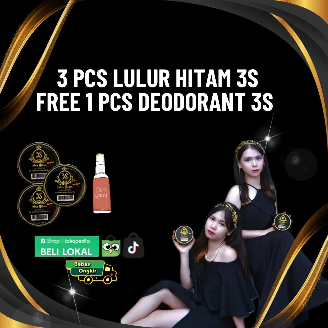 3 pcs lulur hitam 3s Memudarkan Mencerahkan FREE DEO