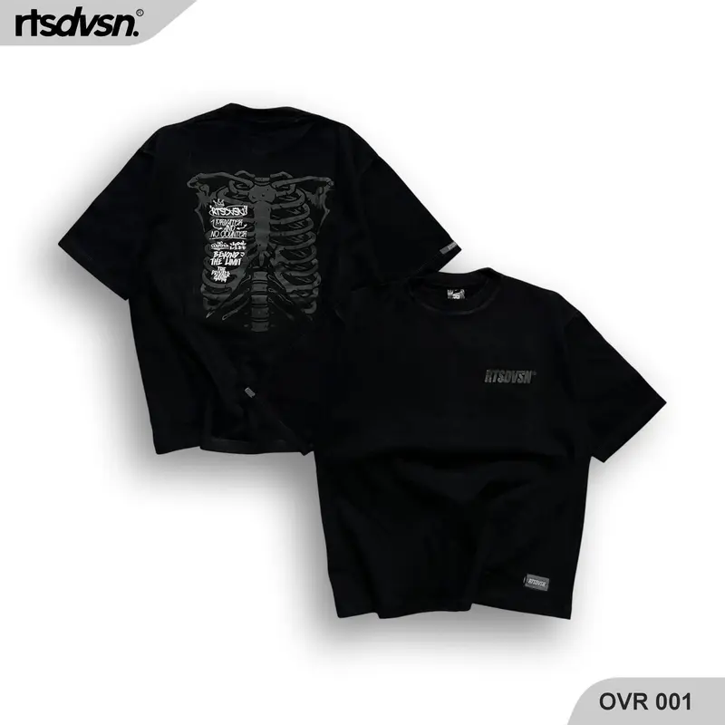 BAJU RTS OVERSIZE 001 MOTIF BONE SKULL | BAJU CEWEK/COWOK | BAJU OVERSIZE KEREN 3