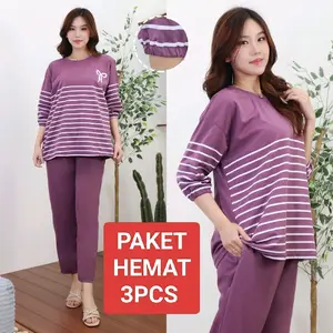 Valentfashion88 BIG SALE 3PCS !!! Setelan Wanita Jumbo PP SALUR PITA LD120 Paket hemat
