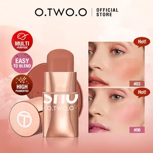 O.TWO.O Blush Stick Cream Blusher 6 Colors Blendable Waterproof Long-lasting Lip Cheek Eye Multi-use Stick