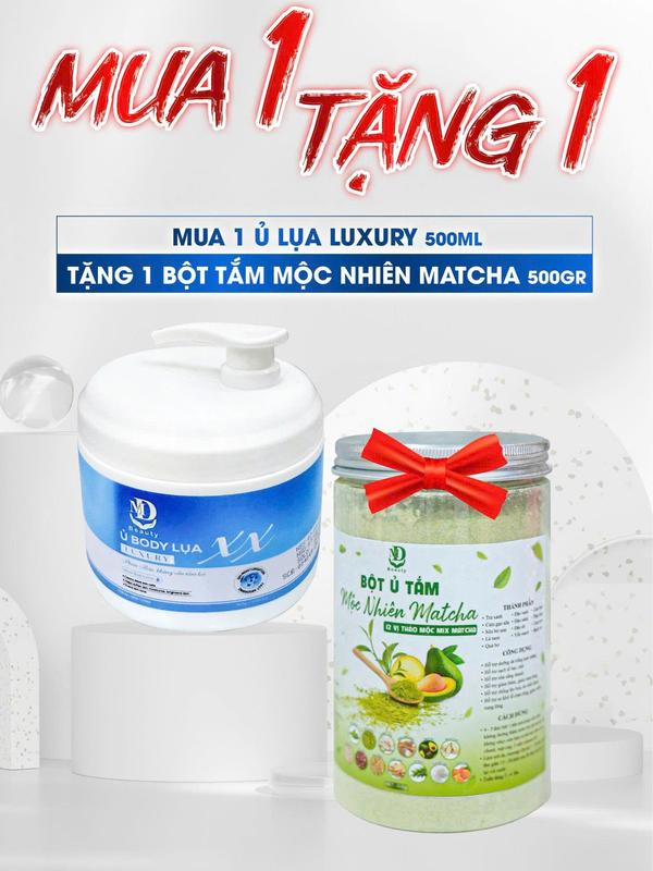 KEM Ủ LỤA BODY HỖ TRỢ DƯỠNG TRẮNG MD BEAUTY 500ML TẶNG  Bột Ủ Tắm Mộc Nhiên Matcha 500gr
