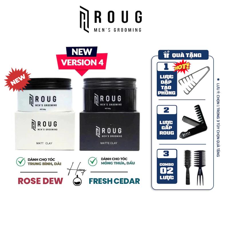 Sáp vuốt tóc Roug Men's Grooming Matt Clay 90gr màu trắng , Matte Clay màu đen V4 cao cấp | Tạo kiểu và dành cho mái tóc trung bình, dày, cứng và bung chỉa , Chăm Sóc Tóc Dưỡng Tóc