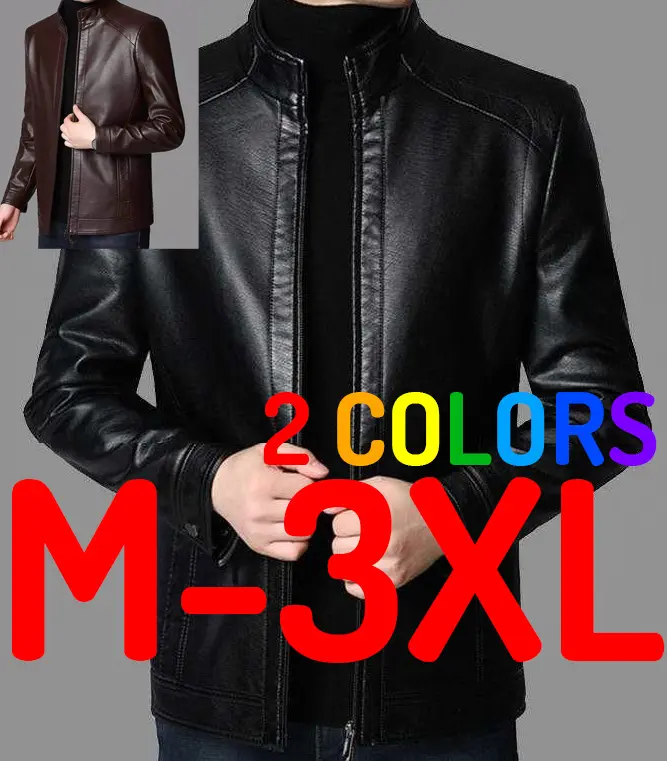 [READY STOCK] Men Sports Motor Rider Biker PU Leather Water Proof Resistant Jacket Outerwear Plus Size M - 3XL