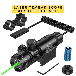 Laser Tembak Scope Airsoft Fullset Sniper Target Pointer Hijau Merah Green Red Dot Berburu Siang Malam