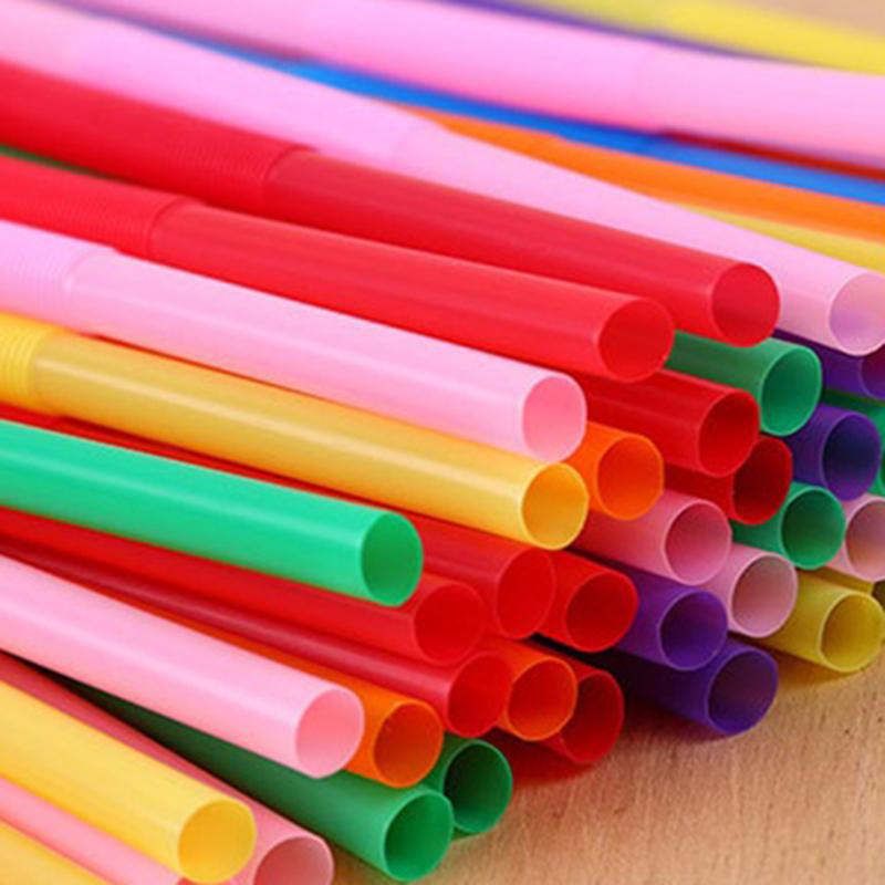 Product Introduction of 100 pcs flexible plastic bendy party disposable drinking artistic straws multicolor 13