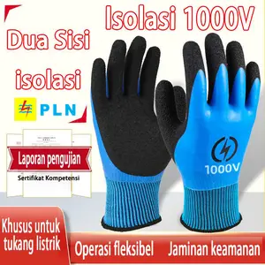 PLN Sarung Tangan Listrik 1000V/400V Safety Low Voltage Insulation Gloves Sarung tangan pelindung tenaga kerja tahan air, tahan tegangan hingga 1.000 volt, peralatan untuk membantu teknisi listrik tetap Karet Honeywell Ansell 3M oranye