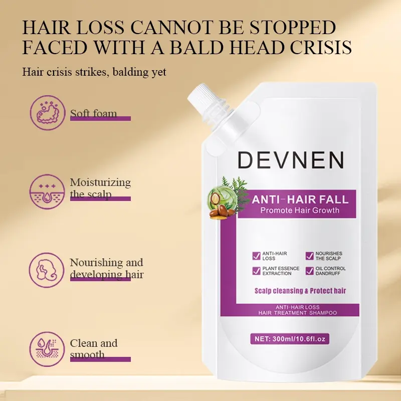 DEVNEN sampo anti rambut rontok 300ML Hair Growth Shampoo shampo penumbuh rambut cepat Anti rambut rontok Botak ginger shampoo kontrol minyak menyegarkan pelembab nutrisi Conditioner Haircare Ketombe Lebat 8