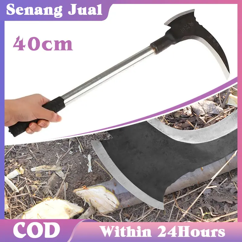 Sabit Arit Rumput Baja Asli Sabit Kapak Ganda Alat Pemotong Ranting Pohon Alat Panen Padi Potong Rumput