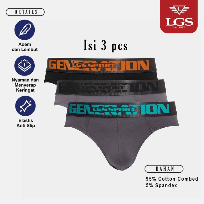 Gambar LGS Underwear - Underwear Man - Celana Dalam Pria - Cowok - Dark Grey/Light Grey/Black - 3 Pcs - LEMN.002.883.3.7C - S dari LGSgeneration Kota Administrasi Jakarta Barat Tokopedia