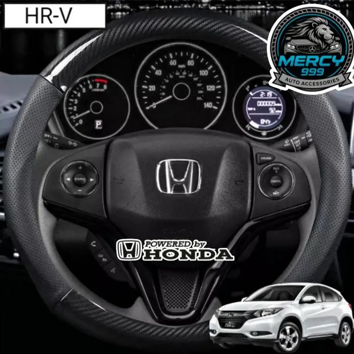 Carbon Leather Steering Wheel Cover for HONDA HRV HR-V 2015-2021 Premium - Carbon Black
