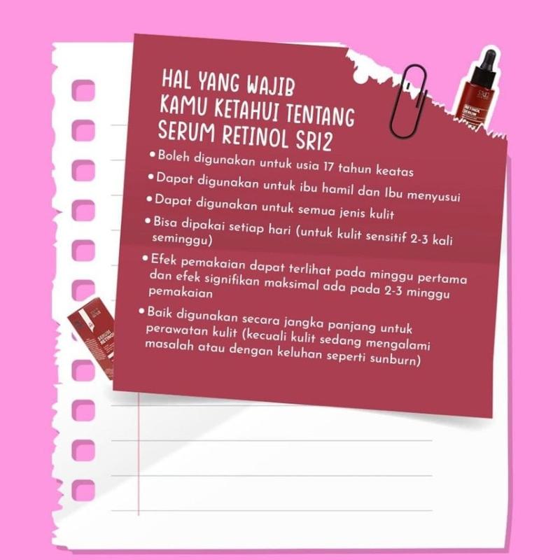 SERUM RETINOL SR12/SERUM PENCERAH WAJAH/SERUM FLEK HITAM/SERUM BEKAS JERAWAT/SERUM JERAWAT 3