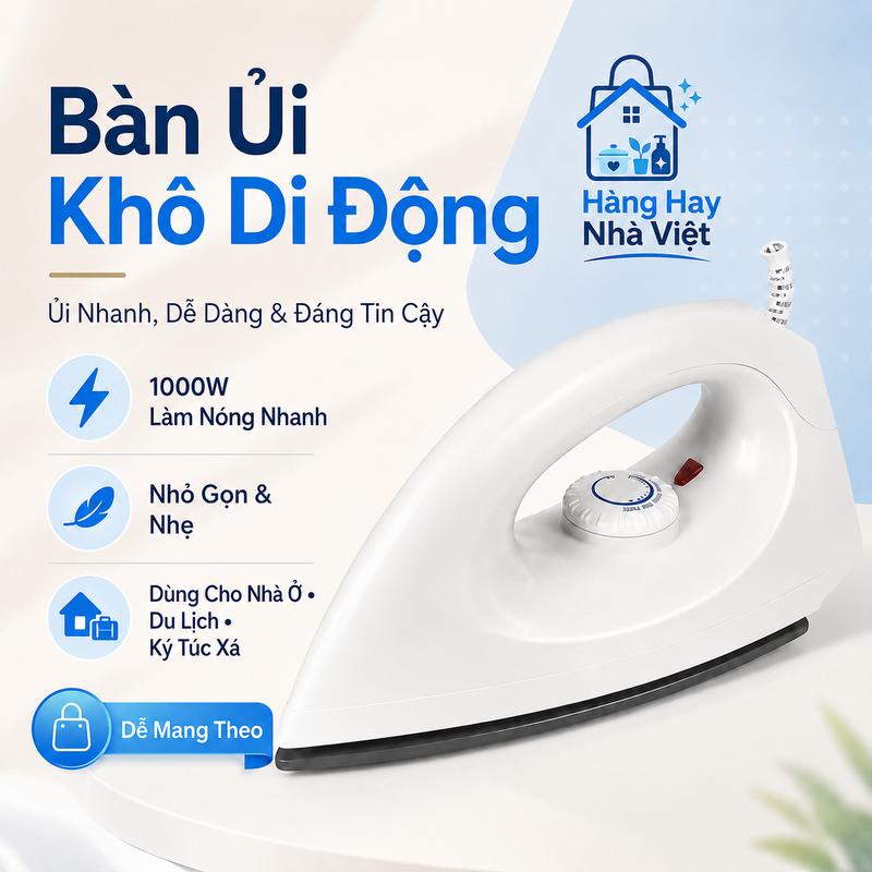 Bàn là hơi cầm tay sấy khô 1000W chống dính tự động ngắt điện điều chỉnh nhiệt độ hằng định - là quần áo, quần áo