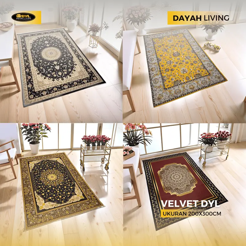 Karpet Velvet DYL Bermotif Uk 200x300cm Lantai Anti Slip Premium 0