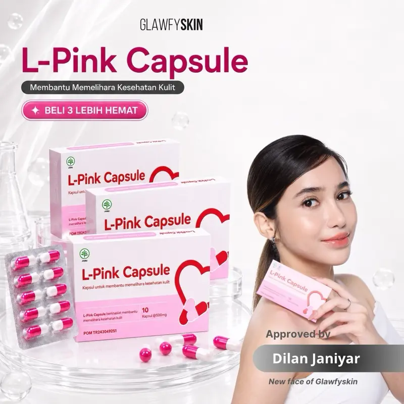 [ 3 BOX ] L-Pink Capsule Glawfyskin | Capsule Kesehatan Kulit | Membantu memelihara kesehatan kulit | BPOM