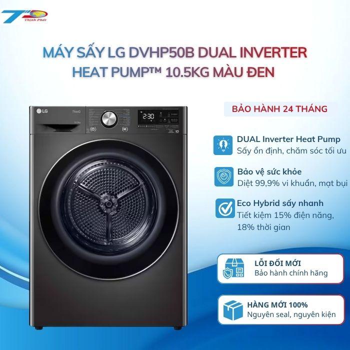 Máy Sấy LG DVHP50B DUAL Inverter Heat Pump 10.5kg Màu Đen| Bảo Hành 24 Tháng