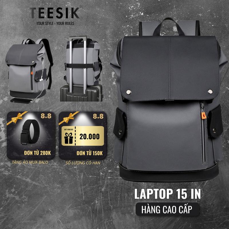 [Livestream] Balo nam balo nữ  đi học TEE SIK BL05 cho nam và nữ, chống nước, nhiều ngăn đựng laptop 15 inch đen xám BL05A Bag Đeo Vai ba lô
