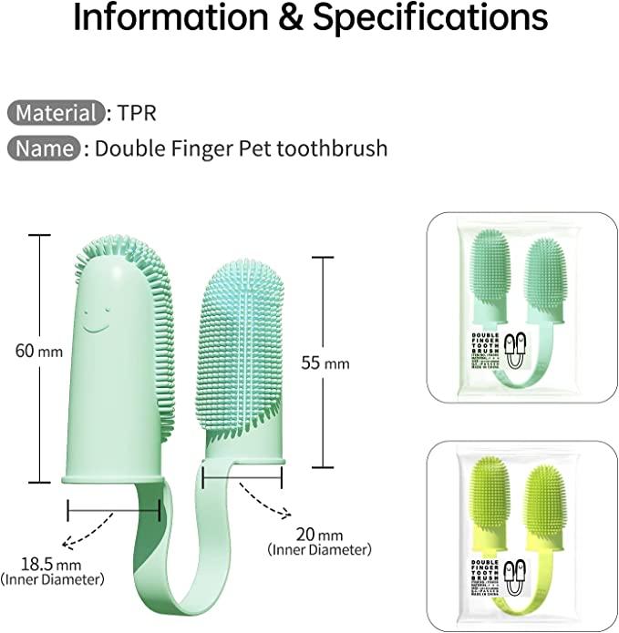 Product Introduction of Pet Double-Finger Toothbrush 135º Surround Bristles for Easy Teeth Cleaning Dental Care for Puppies Cats Small Pets 10